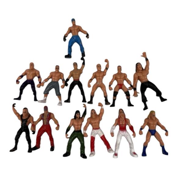 Lot of 13 Mini Wrestling Action Figures WWE WWF Style 1990s–2000s Bootleg Toys - Picture 1 of 10